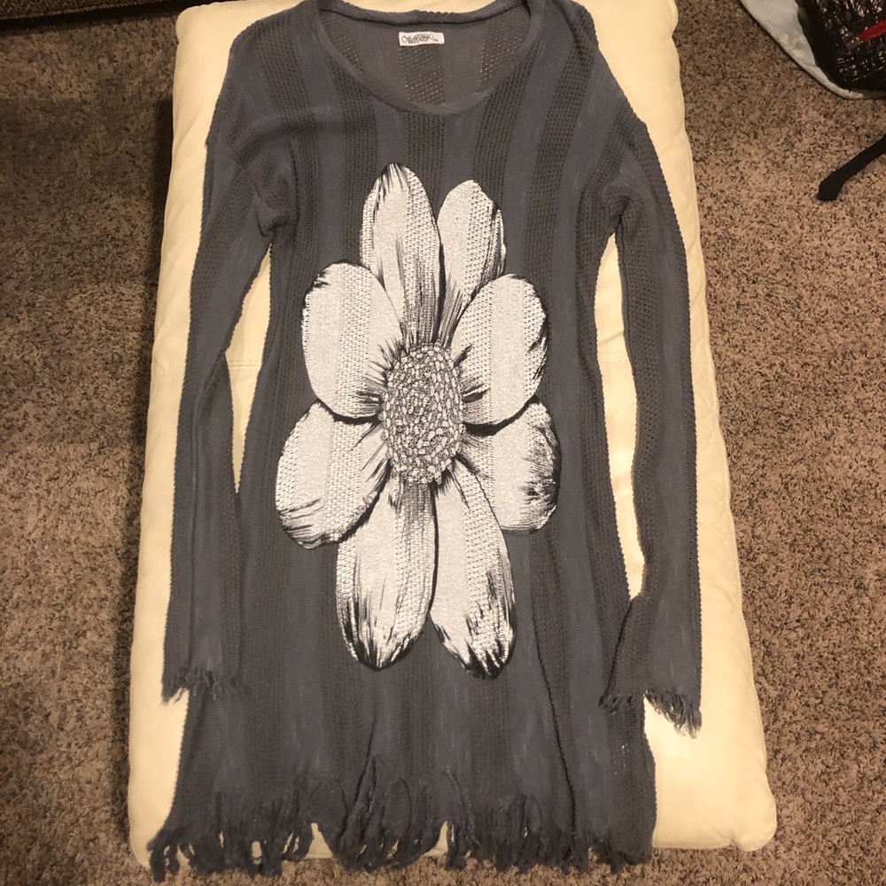 Revolve grey dress with white sunflower. NWOT.
